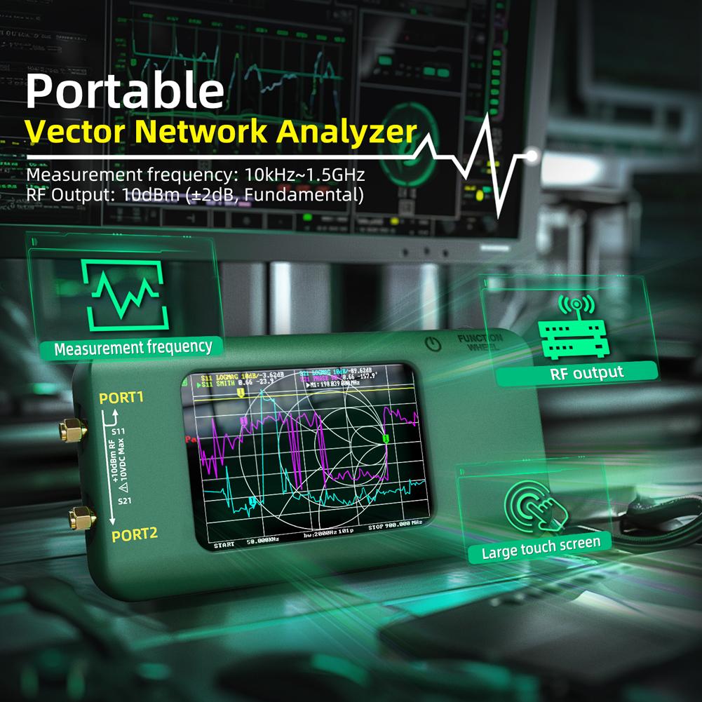 Portable Vector Network Analyzer 3.98-inch Touch Screen Vector Network Analyzer 10KHz-1.5GHz MF HF VHF UHF SHF Antenna Analyzer