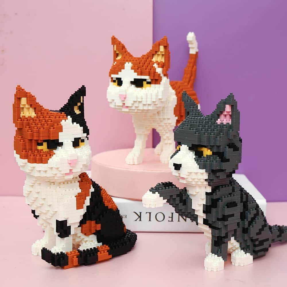 Конструктор Кошка Домашнее животное Наборы строительных игрушек, Сделай сам Животные Блоки Набор для сборки для взрослых Микро 3D Строительная игрушка Кирпичики Кошки Конструктор Игрушка Подарок для