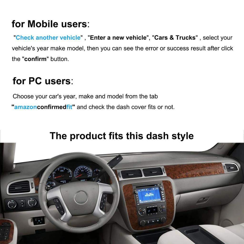 Накладка на приборную панель, коврик для приборной панели, подходит для Chevrolet Tahoe, Chevrolet Silverado, LTZ, Avalanche, Cadillac, Escalade, GMC, Suburban, Denali, Yukon