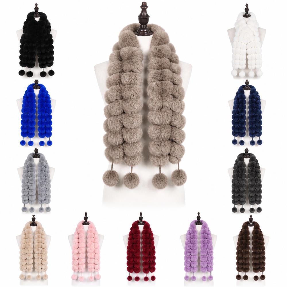 Luxury Fur Fur Scarf Thickened Winter Scarf Muffler New Long Scarves Outdoor Use