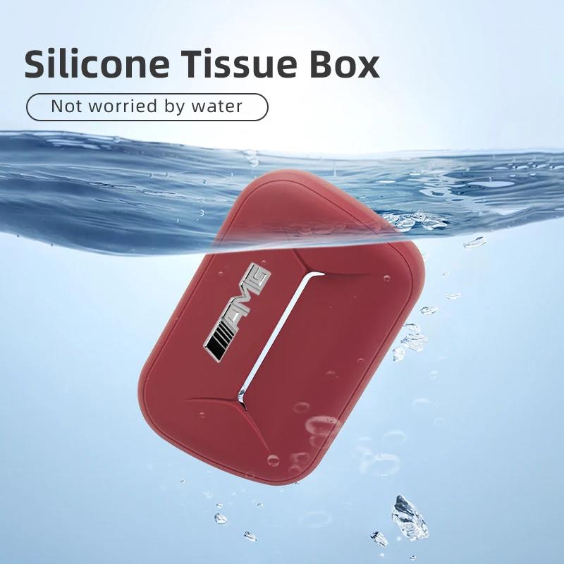 DAR4 Silicone Car Tissue Drawer Box Armrest Backrest Hanging Paper Bag For Mercedes Benz AMG A B C E S G Class W201 W210 W108 W205