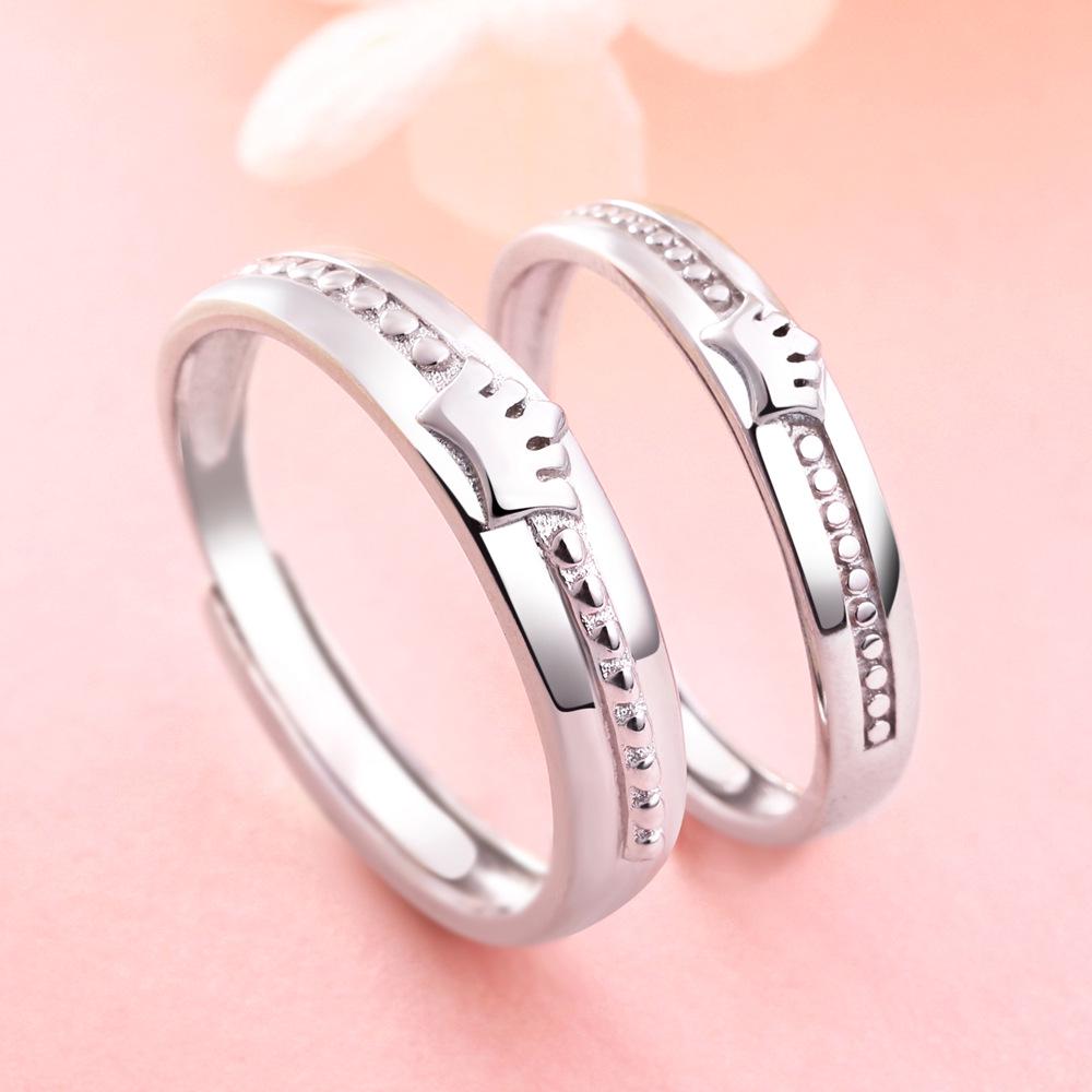 Tonglin S925 Sterling Silver Adjustable Couple Rings - Personalized Wedding Bands for Men & Women.