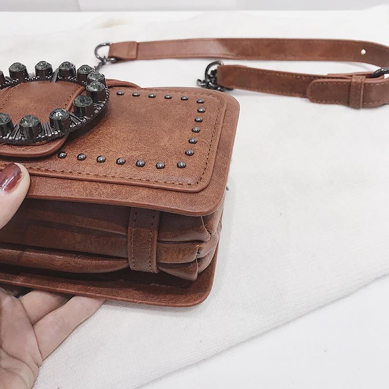 Yogodlns Винтажная сумка через плечо для женщин из искусственной кожи, сумка подмышки, модная сумка через плечо с пряжкой со стразами, дизайнерские сумки в стиле панк с верхней ручкой