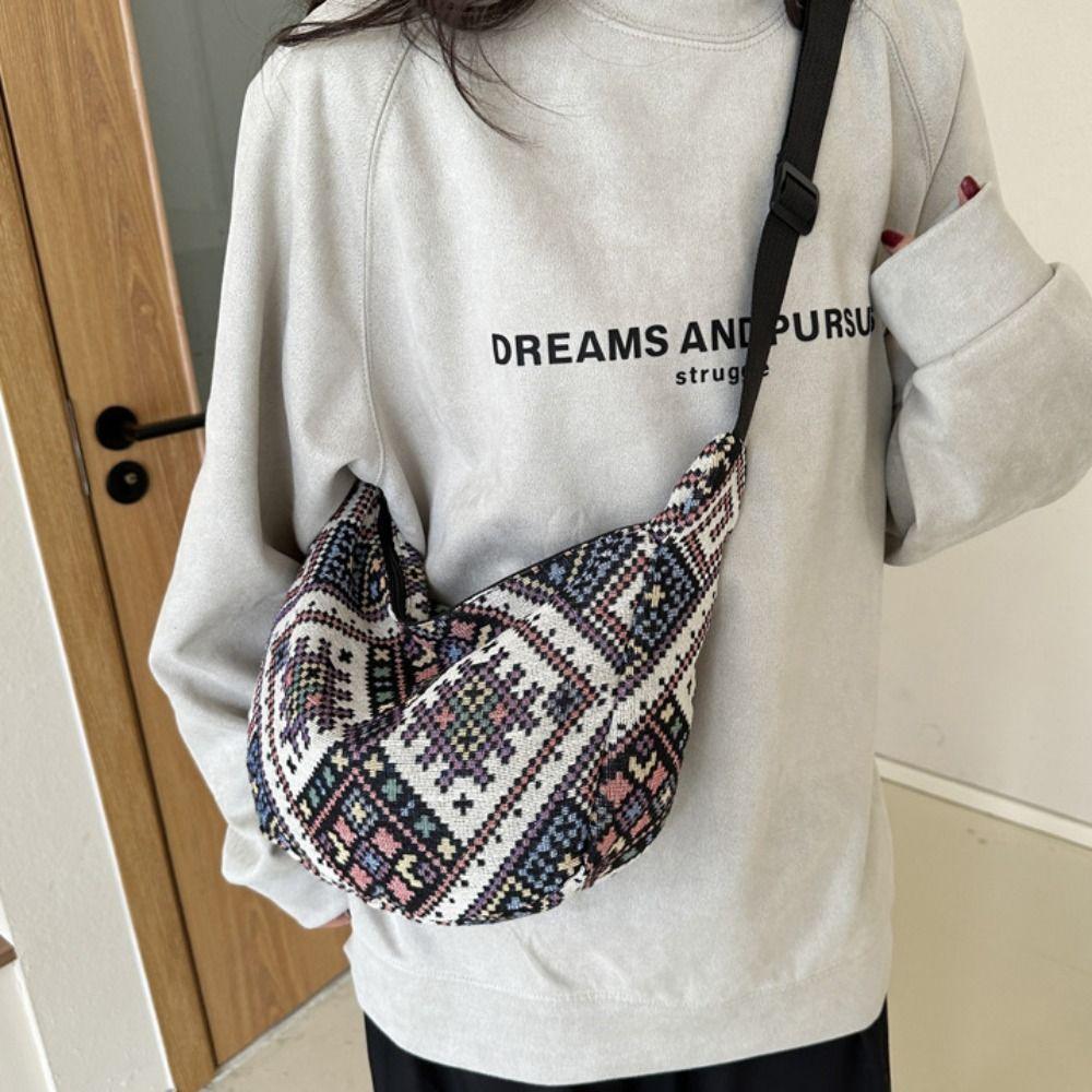 Вместительная наплечная сумка в этническом стиле, сумка-подмышка, сумка с вышивкой и надписью, для путешествий
