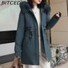 BITCED Winter Parka - Women's Relaxed-Fit Mid-Length Cotton Coat with Large Fur Collar