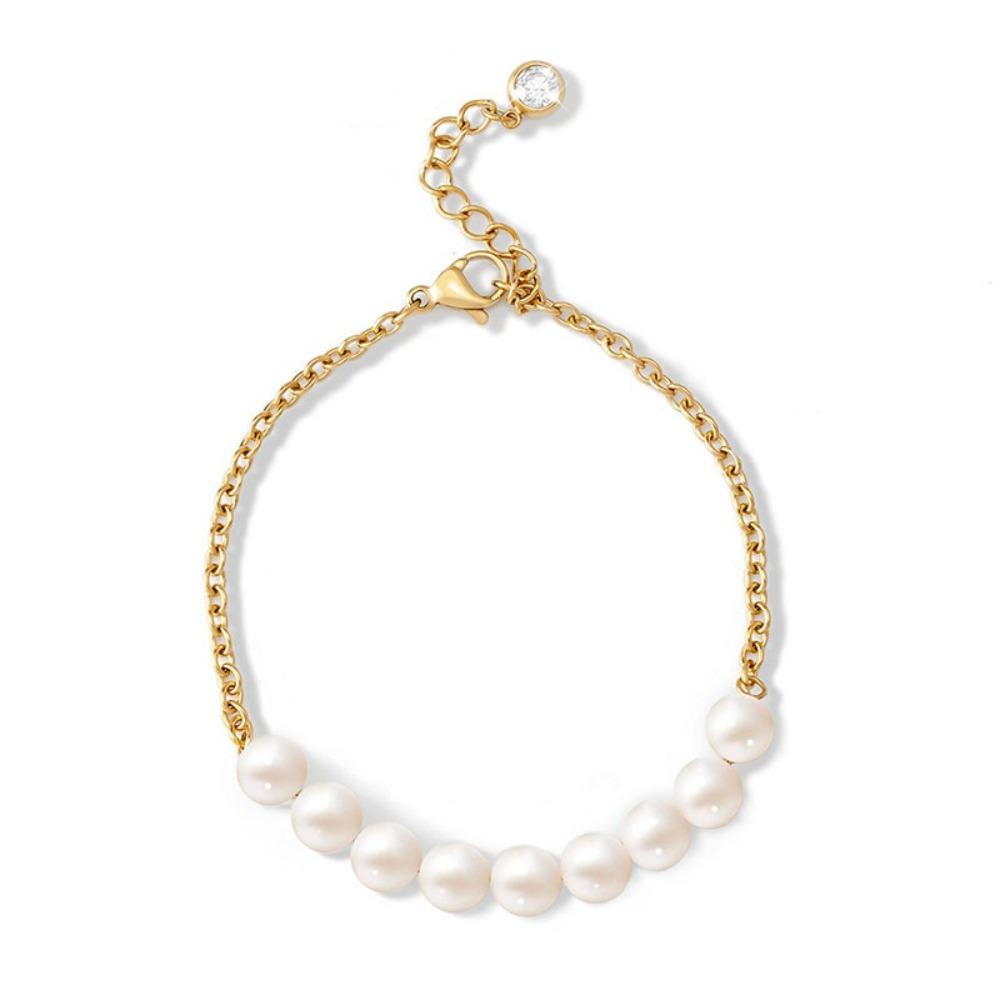 Steel Chain Pearl Bracelets Gold Color Beads Bracelets Dainty Simple Thin Pulseras  Woman Girl
