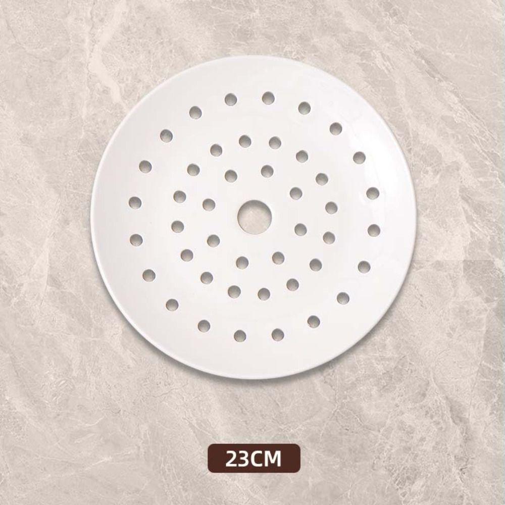 Porous Ceramic Steaming Plate Round Porcelain Steamer Creative Steamed Dumplings Tray Household