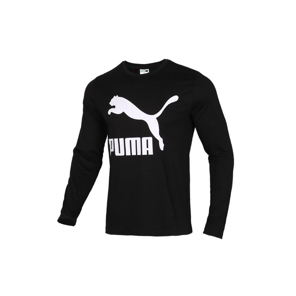 Puma Повседневная футболка для бега с длинным рукавом Мужские топы Черные 530686-01