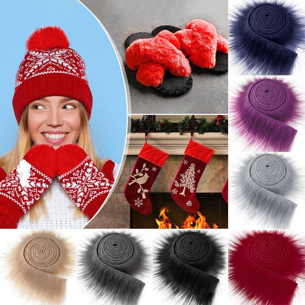 Muiltcolor Long Plush Fur Trim Fabric Roll Stripe Faux Fur Ribbon Tapes Winter Costume Soft DIY Crafts Home Decoration Gift