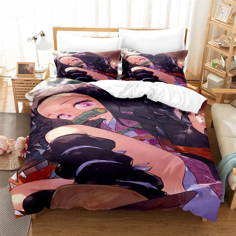 Новый аниме Kamado Nezuko пододеяльник Demon Slayer комплекты постельного белья для детей мальчиков девочек постельное белье Queen King Full Twin Single Size комплекты