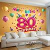 Colorful 80th Balloon Birthday Backdrop 1pc - Party Supplies