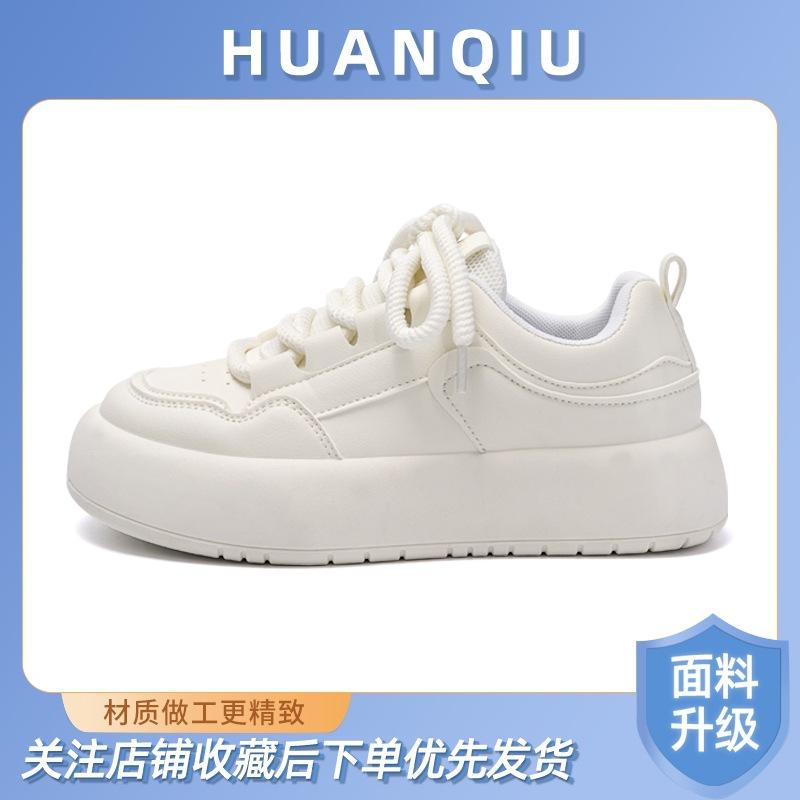 Туфли женские на толстой бархатной подошве 2025 года, теплые женские туфли для студентов, модные универсальные белые туфли ZHQ3510-2