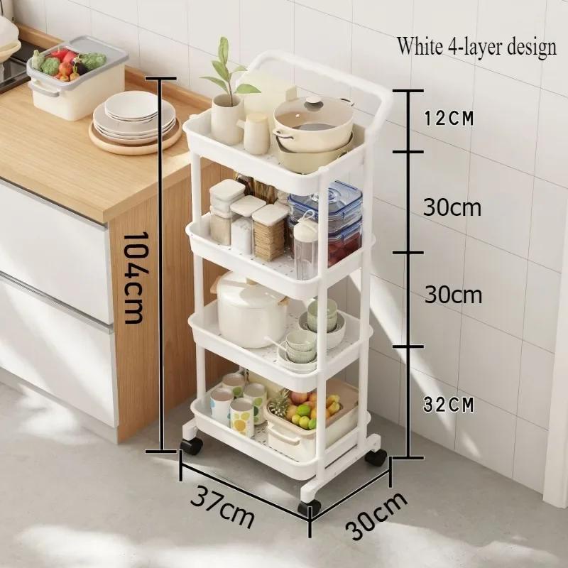 Кухонная тележка с колесами и поручнями, многослойная устойчивая стойка для хранения закусок, съемная, экономит место, простой органайзер для кухни