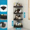 Corner Shelf Plastic Kitchen Bathroom Triangle 3/4 Tier Storage Rack Rolling Cart with Wheels Slide Out Floor Shelves