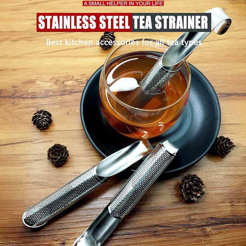 Tea Infuser Stainless Steel Stick Pipe Tea Steeper Strainer Mesh Tea Maker for Loose Tea Leaf Herbs Spice Single Cup Brewer Mugs