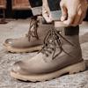 Мода 2024 года, новые зимние кожаные ботинки по щиколотку, мужские ботинки, удобные ботинки для активного отдыха, классический дизайн, ретро, мужские, бархатные, повседневные зимние ботинки