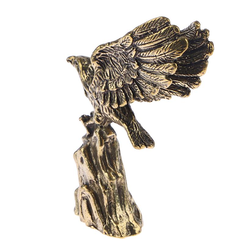 1Pc Antique Copper Eagle Statue Small Ornaments Vintage Brass Animal Figurines Crafts Desk Home Decorations Accessories Gifts