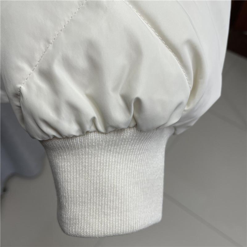 Women Fall Winter White Duck Down Jacket Coat Padded O-Neck Single-breasted Full Sleeve Pocket Lingge Thin Solid Color