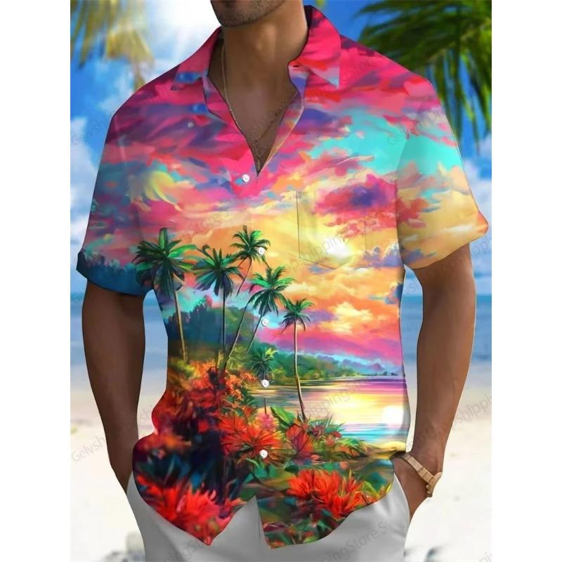 Гавайская рубашка Луна Звезда Мужская Женская Модная Повседневная Гавайская Морская Рубашка С Коротким Рукавом На Пуговицах Праздничные Топы