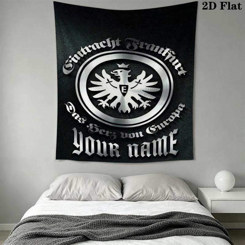Custom Name Eintracht Frankfurt Wall Tapestry Aesthetic Wall Hanging Printed Fabric Blanket Decorative Tapestries for Bedroom Living Room Home Decor