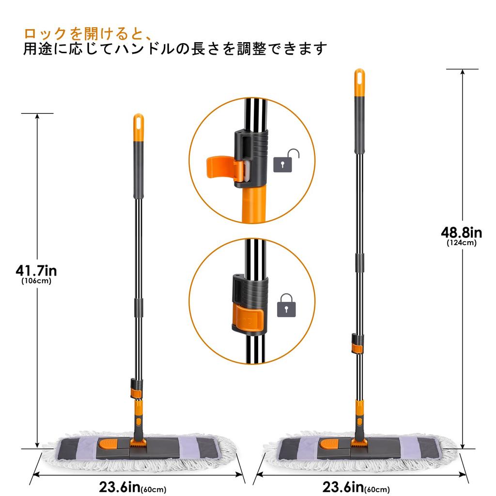 ZNM Floor Floor Wipe Comes with 2 Replacement Microfiber For Wet and Dry Adjustable 360 Degree Microfiber Mop for Home Kitchen Cleaning Mop, Wiper,