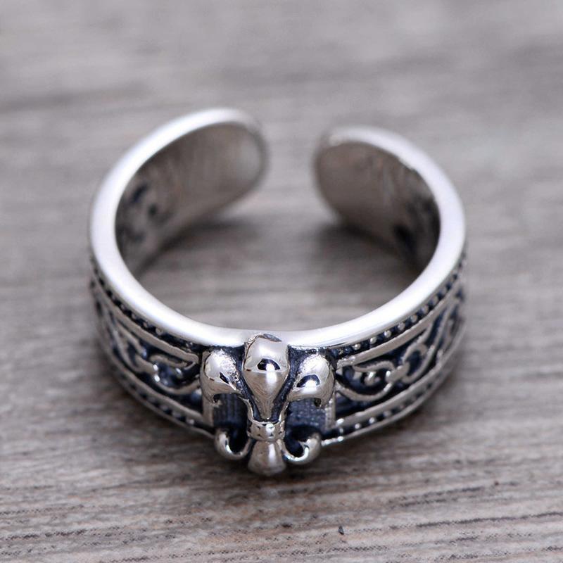New  Vintage Fashion  Crusader Flower Anchor Couple Resizable Rings for Women Men Gothic Punk Hip Hop Luxury Zircon Wholesale