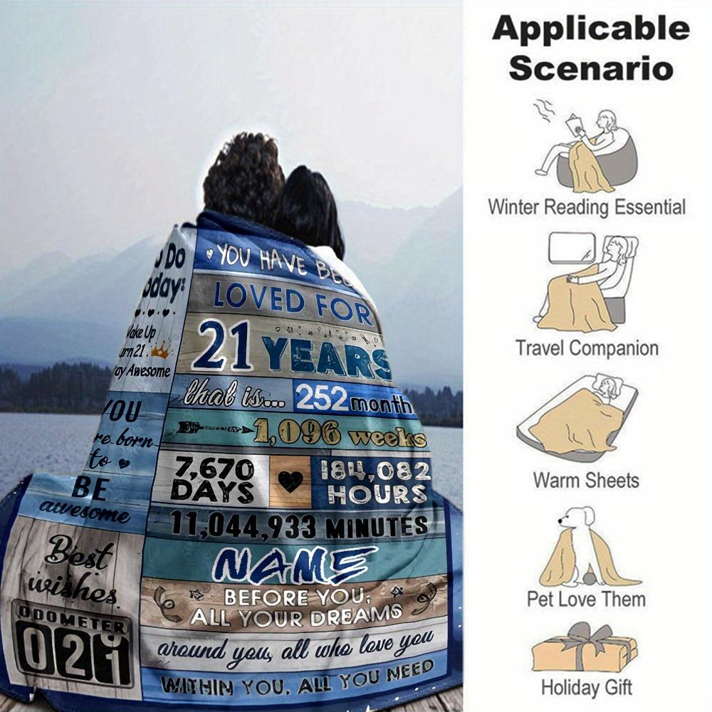 21 Years Loved Milestone Four Seasons Blanket Customized With Your Name Lightweight And Warm Perfect Gift For Home Office Camping Sofa Travel Beach