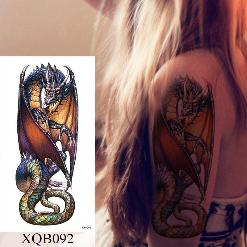 Hot Sale 1PC Waterproof Temporary Tattoo Sticker Rose Flower Tattoo Skull Flower Body Art Arm False Sleeve Tattoo Women