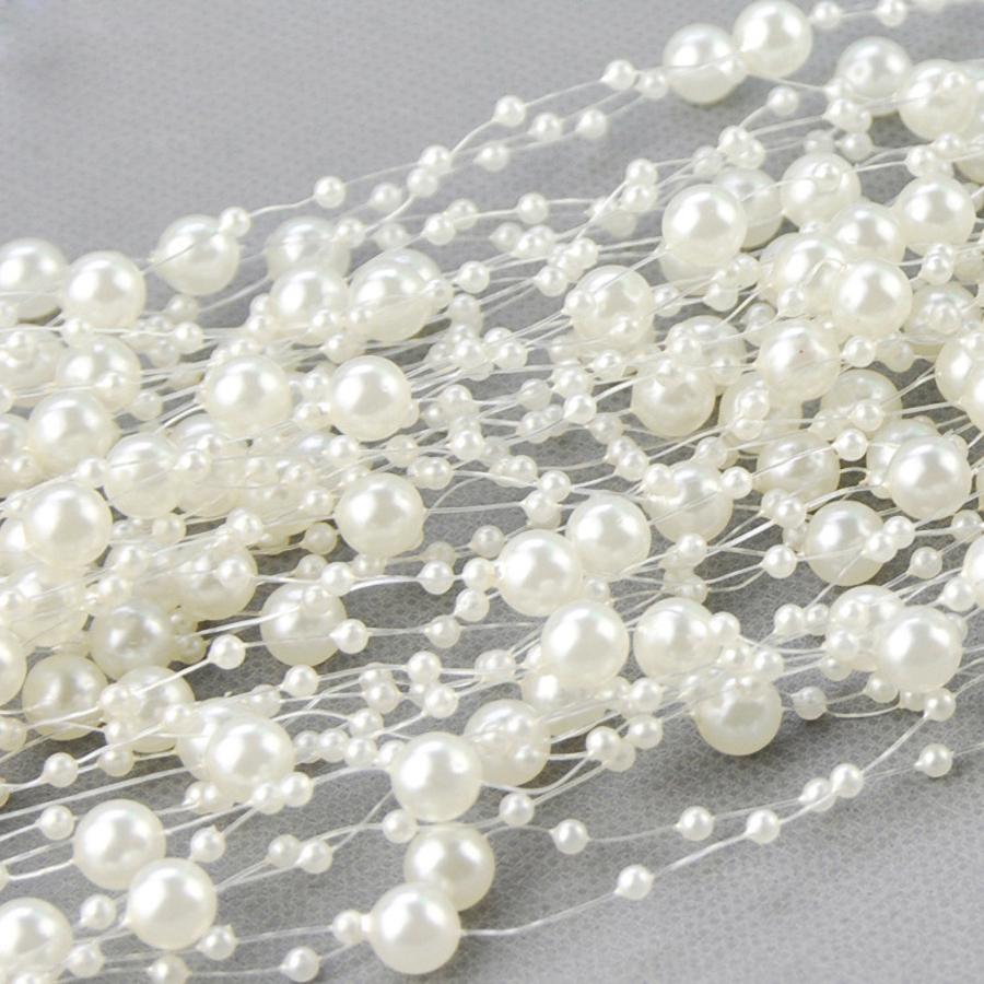 10M 8mm Beads Garland Pearl Strands Fish Chain Ribbon for Christmas Tree Wreath Gift Wrapping Decoration
