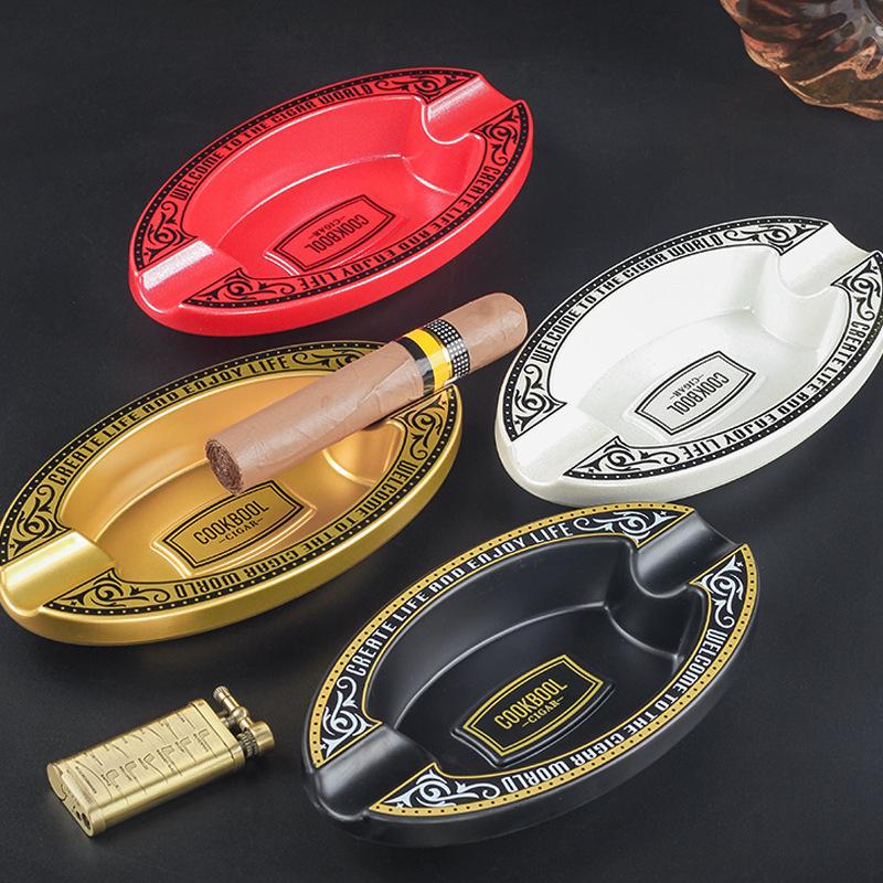 Elegant Dual Slot Melamine Cigar Ashtray - Lightweight and Portable Smoking Accessory