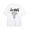 Li Ning Sports Fashion Series Printed Letter Round Neck Удобная дышащая свободная футболка с коротким рукавом для мужчин, топы белого цвета YHSU297-2