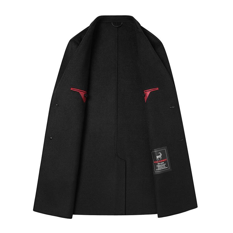 Новое шерстяное пальто на осень и зиму, мужское шерстяное пальто ручной работы с двух сторон, среднее и длинное шерстяное пальто-тренч с двойными вставками