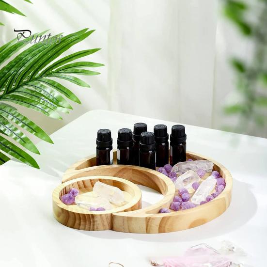 Moon Star Wooden Plate Jewelry Tray Smooth Edge Burr Free Dessert Party Serving Tray Ramadan Decoration