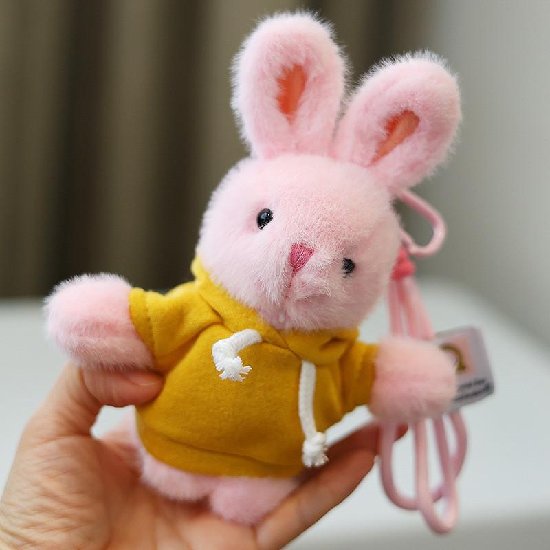 Rabbit Plush Keychain Toy Cute Stuffed Animal Doll Kids Birthday Gift Keyring