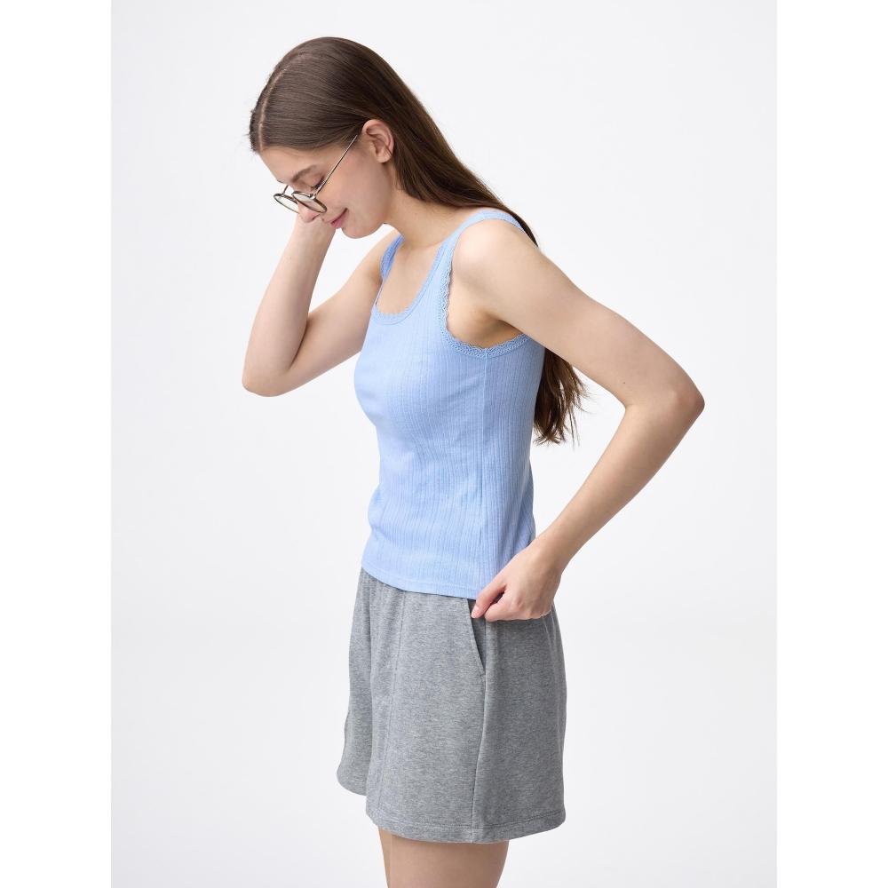 GU by Uniqlo Кружевной топ-майка из смесовой ткани Хлопок Сухой