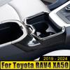 For Toyota RAV4 XA50 2019-2021 2022 2023 2024 ABS Carbon Car Front Row Water Cup Holder Frame Trim Central Control Cover Sticker