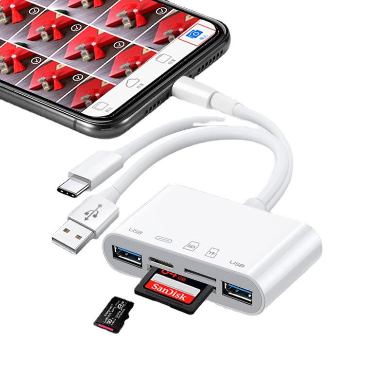 5-в-1 Type-C кард-ридер: Совместимость с SD, USB, Apple, Android, OTG