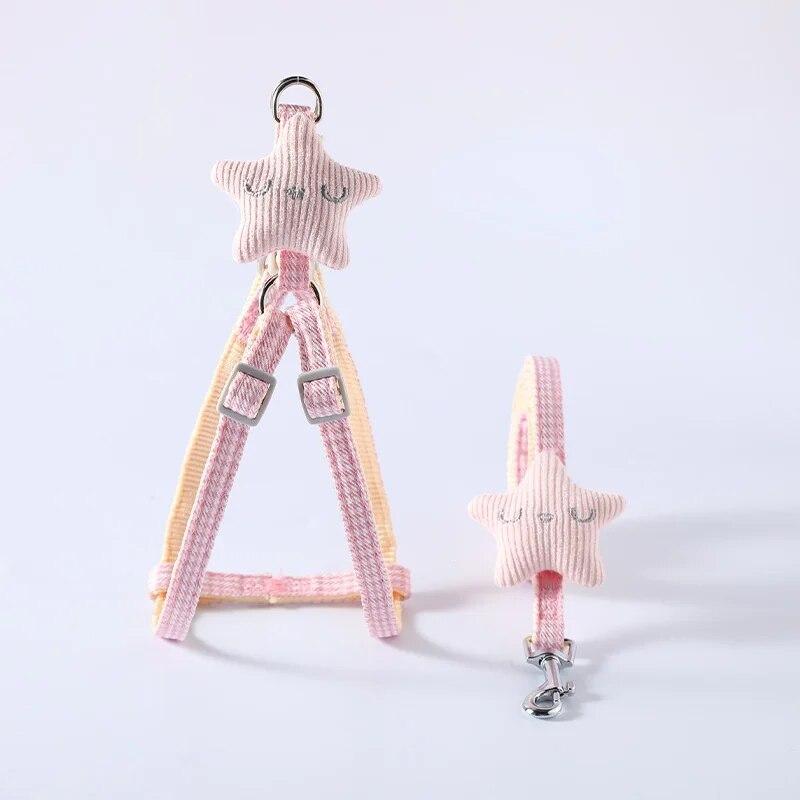 Комплект поводка и ошейника для собаки, милый шлейка для котенка, морской звезды, полосатый хлопковый поводок, 4 цвета для маленьких собак, поводки, аксессуары для кошек