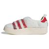 Adidas Originals Puffylette Fabric Synthetic Leather Round Toe Slip-On Warm Waterproof Low-Top Casual Shoes Unisex Casual Shoes White Red ID6141