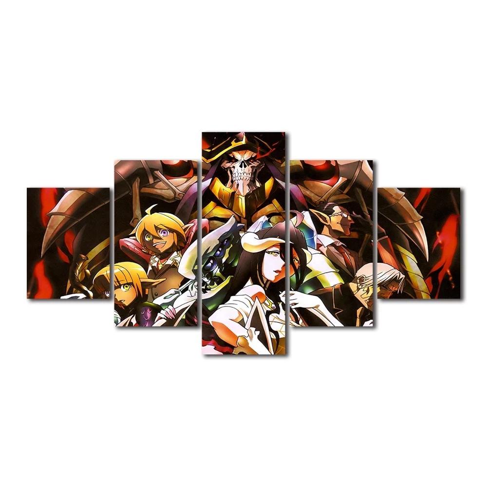 No Frame Picture Modular 5 Pcs Anime Characters Overlord Wall Art Canvas Painting Posters and Prints Living Room Decoration Home
