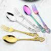 Royal Cutlery Silver Stainless Steel Sets Vintage Spoons Colorful Dinnerware Forks Kitchen Tableware Dinner Western Silverware