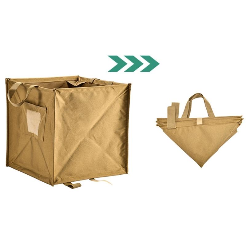 Trash Storage Basket with Rope Foldable Outdoor Multifunction Trash Storage Box for Camping Trash Organizers with Handle