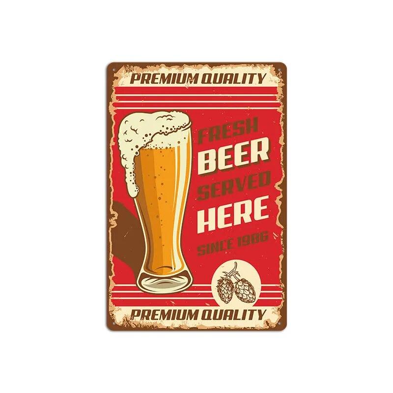 Vintage Cold Beer Metal Tin Sign 2023 New Iron Sheet Bar Background Wall Decoration Painting American Frameless Decorations
