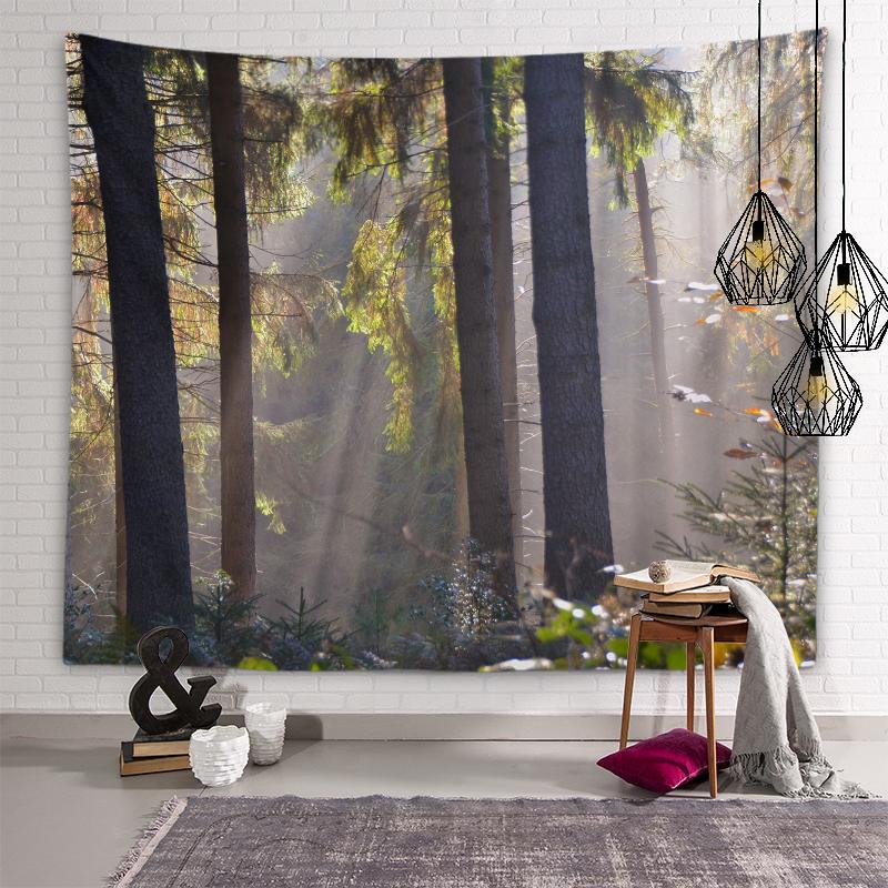 Приморский закат, пейзаж с закатом, гобелен, солнечный лес, украшение стены, гобелен для гостиной, эстетика комнаты, украшение для дома