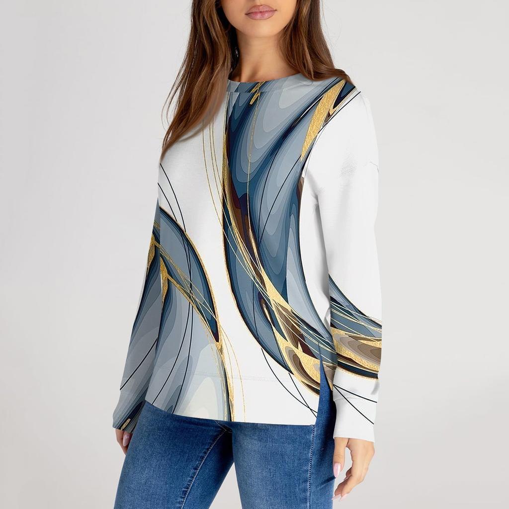 Женский повседневный модный однотонный свитер с круглым вырезом и длинными рукавами