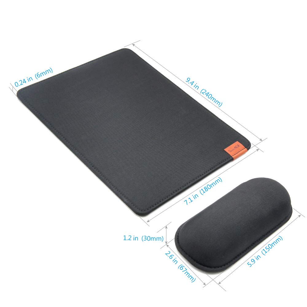 SenseAGE Mouse Pad Wrist Rest with Wrist Fatigue Tendonitis Ergonomic Compatible with Laser and Optical Mice Dark Gray & [2-Piece Set] Non-Slip Base,