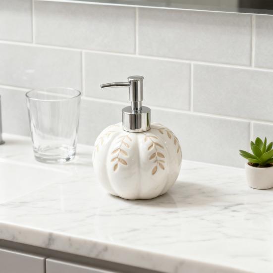 460ml Halloween Pumpkin Soap Dispenser Ceramic Refillable Hand Wash Dish Soap Dispenser Fall Bathroom Kitchen Decor