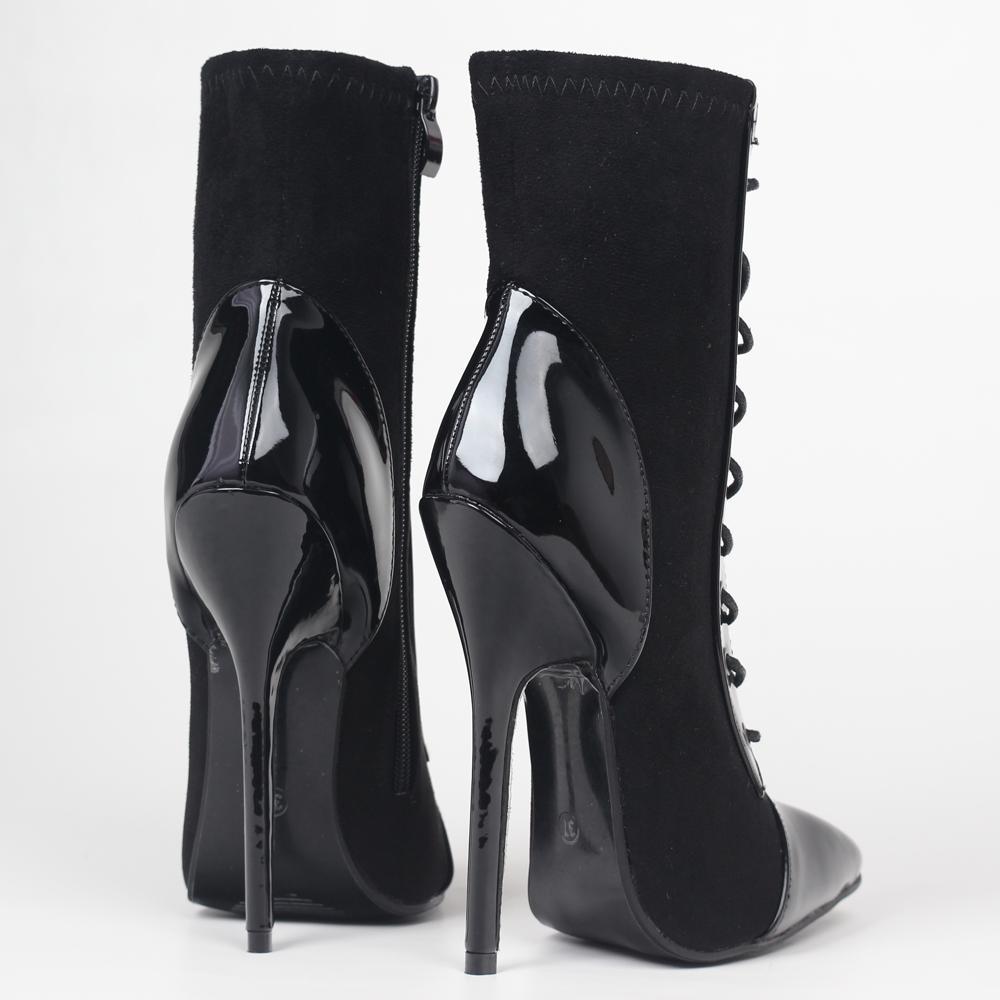 Ботильоны на очень высоком каблуке 14 см, с острым носком, на тонком каблуке, со шнуровкой, размер 36–46