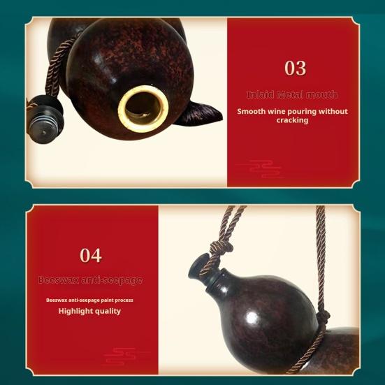 Бутылка для воды из тыквы 500/1000 мл с плетеным ремешком, герметичная, спортивная, дорожная, винтажная, в китайском стиле, с изображением короля обезьян Укун