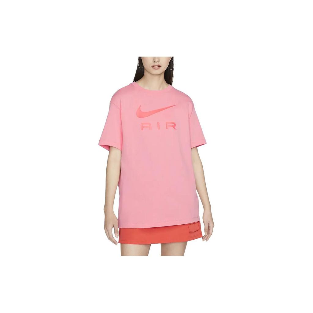 Nike Logo Letter Print Loose Round Neck Short Sleeve T-Shirt Women Tops Peach DX7919-611